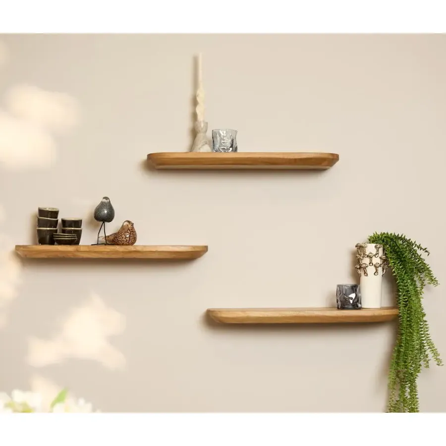 Wandplanken-StarFurn Wandplank Naturel - Set van 3 - 60x20x15cm - Gusta