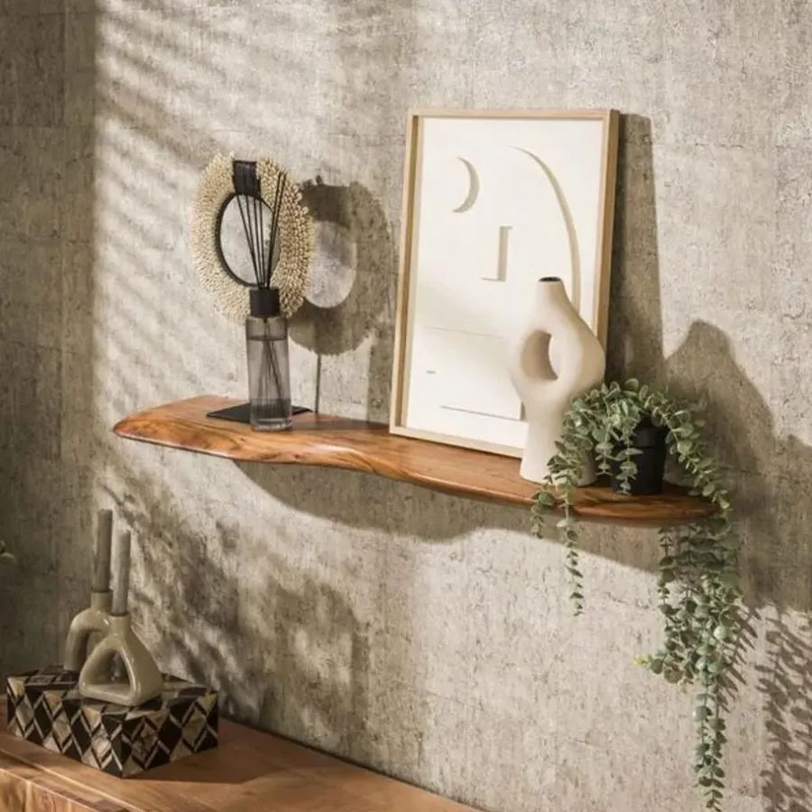 Wandrekken-Leen Bakker Wandplank Oranja 120 cm-massief acacia