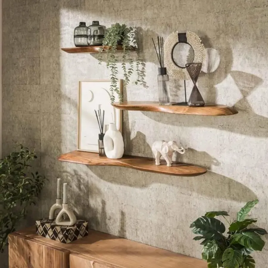 Wandrekken-Leen Bakker Wandplank Oranja 120 cm-massief acacia
