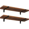 Parya Home Wandplank, set van 2, 60 x 20 x 7 cm, zwevende plank, bruin-zwart
