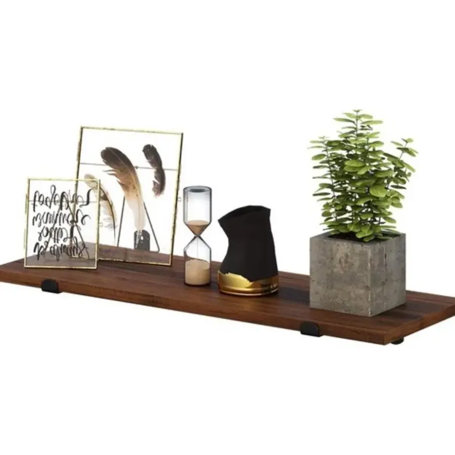 Parya Home Wandplank, set van 2, 60 x 20 x 7 cm, zwevende plank, bruin-zwart