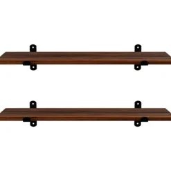 Parya Home Wandplank, set van 2, 60 x 20 x 7 cm, zwevende plank, bruin-zwart