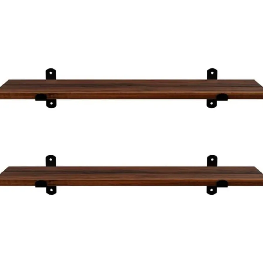 Parya Home Wandplank, set van 2, 60 x 20 x 7 cm, zwevende plank, bruin-zwart
