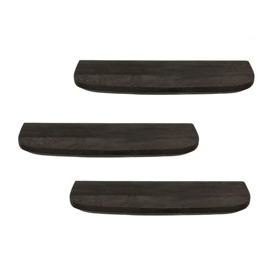 StarFurn Wandplank Zwart - Set van 3 - 60x20x15cm - Gusta