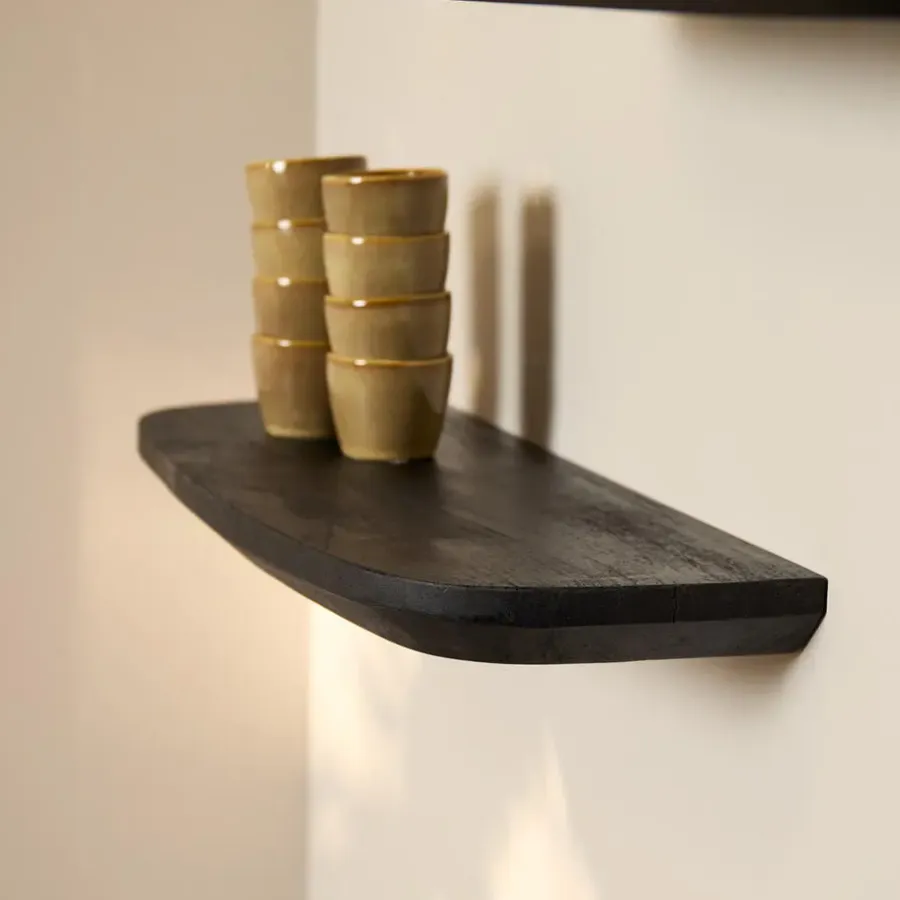 StarFurn Wandplank Zwart - Set van 3 - 60x20x15cm - Gusta