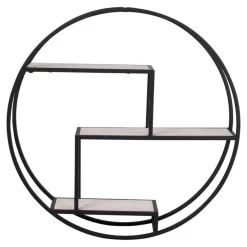 House Nordic Wandplank Zwart Ø62cm - Metaal & Hout - Wandplank Rotterdam