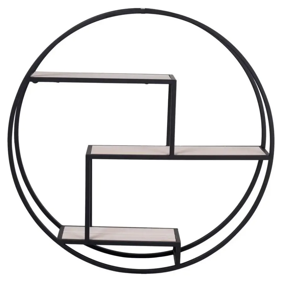 House Nordic Wandplank Zwart Ø62cm - Metaal & Hout - Wandplank Rotterdam