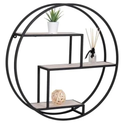 House Nordic Wandplank Zwart Ø62cm - Metaal & Hout - Wandplank Rotterdam