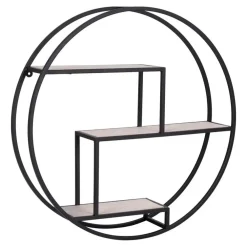 House Nordic Wandplank Zwart Ø62cm - Metaal & Hout - Wandplank Rotterdam