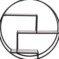 House Nordic Wandplank Zwart Ø62cm - Metaal & Hout - Wandplank Rotterdam