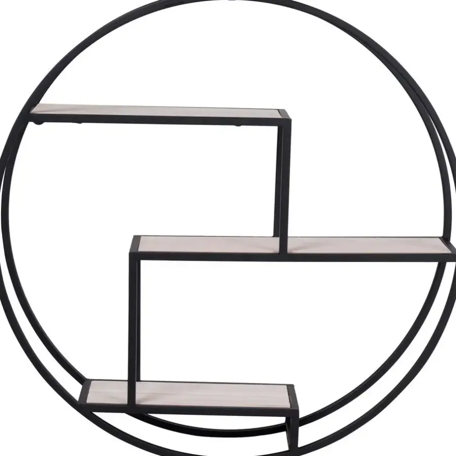 House Nordic Wandplank Zwart Ø62cm - Metaal & Hout - Wandplank Rotterdam