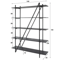 Giga Living Wandrek - Metaal - 140x180cm - Zwart - Piega