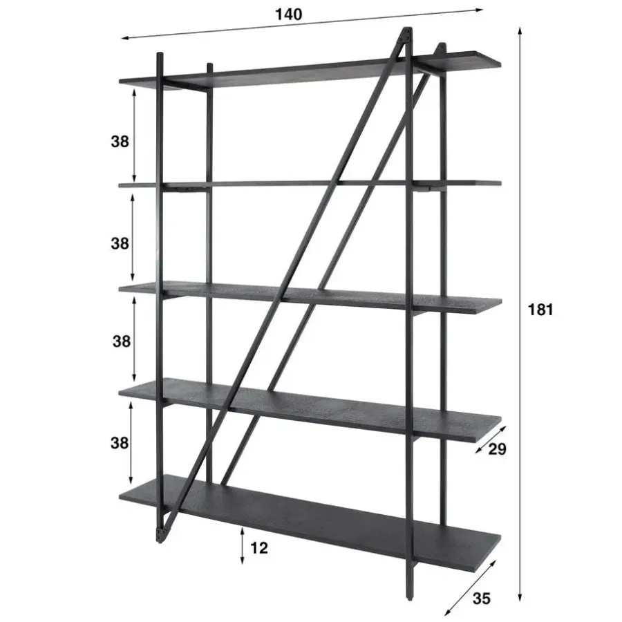 Giga Living Wandrek - Metaal - 140x180cm - Zwart - Piega