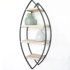 IVOL Wandrek ovaal met 4 houten plankjes - 36x80cm