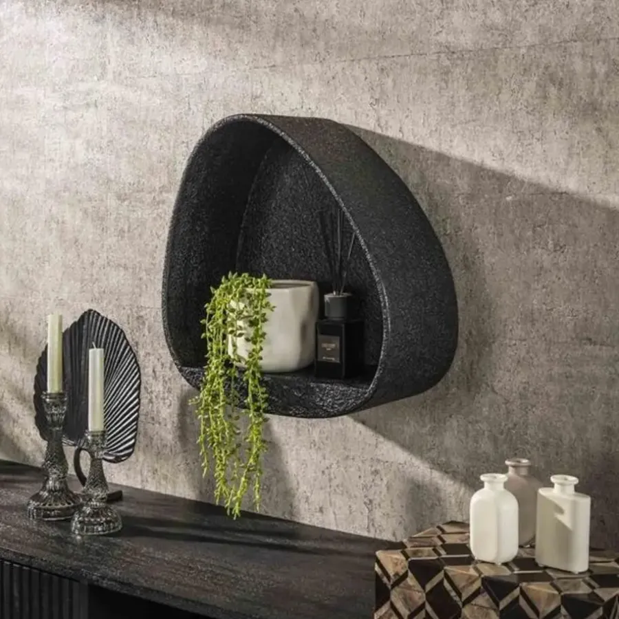 Giga Living Wandschap Grijs Metaal - 42x21x45cm - Metallic Driehoek