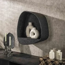 Giga Living Wandschap Grijs Metaal - 43x21x48cm - Metallic Breed