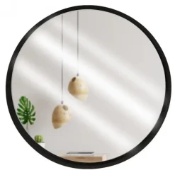 Home & Styling Wandspiegel - rond - houten frame - zwart - D50 cm
