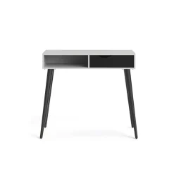 Sidetables-Leen Bakker Wandtafel Delta - wit/mat zwart - 89,8x103x43,5 cm