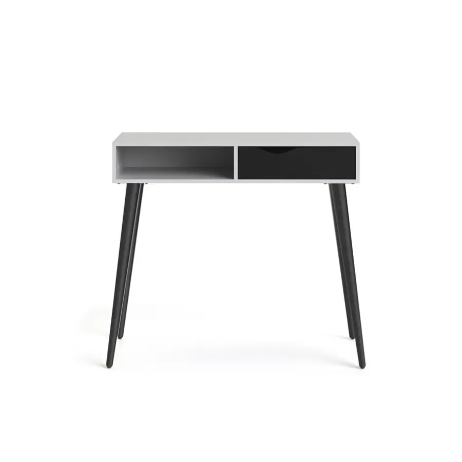 Sidetables-Leen Bakker Wandtafel Delta - wit/mat zwart - 89,8x103x43,5 cm