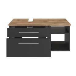Badmeubelsets-Held Wastafelonderkast Dasa (links) 90cm met 2 lades - grafiet/mat grijs