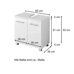 Held Wastafelonderkast Pollet 60cm 2 deuren - wit