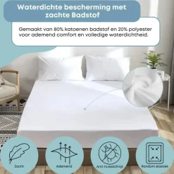 Matrasbeschermers En Moltons-Zavelo Waterdichte Matrasbeschermer Topper Hoeslaken Badstof-Lits-jumeaux (180x210 cm)