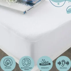 Zavelo Waterdichte Matrasbeschermer Splittopper Hoeslaken Badstof-Lits-jumeaux (180x...