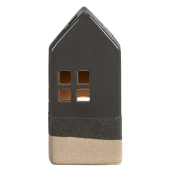 Kandelaars En Windlichten-Leen Bakker Waxinelichthouder Huis - antraciet - 20x9x7 cm