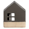 Kandelaars En Windlichten-Leen Bakker Waxinelichthouder Huis - antraciet - 14x12x7 cm
