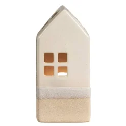 Kandelaars En Windlichten-Leen Bakker Waxinelichthouder Huis - beige - 20x9x7 cm