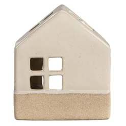 Leen Bakker Waxinelichthouder Huis - beige - 14x12x7 cm