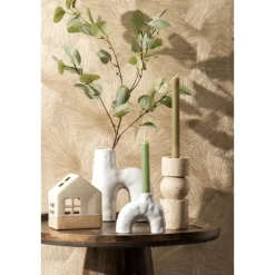 Leen Bakker Waxinelichthouder Huis - beige - 14x12x7 cm