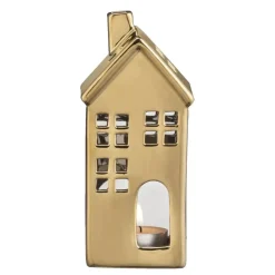 Leen Bakker Waxinelichthouder Huis - goudkleur - 17,5x8x7 cm
