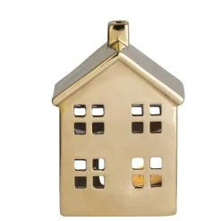 Leen Bakker Waxinelichthouder Huis - goudkleur - 14,5x10,5x6,5 cm