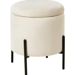 Leen Bakker WENONA - Opbergpoef - Lichtbeige - Fluweel