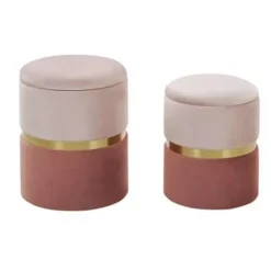 Beliani WICHITA - Poef - Roze - 36/31 cm - Fluweel