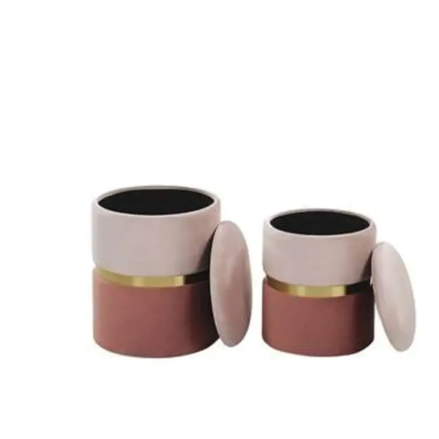 Beliani WICHITA - Poef - Roze - 36/31 cm - Fluweel