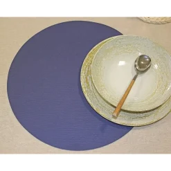 Placemats-Wicotex Placemats Uni - donker blauw - rond 38cm - Teflon coating