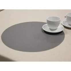 Placemats-Wicotex Placemats Uni - donker grijs - rond 38cm - Teflon coating
