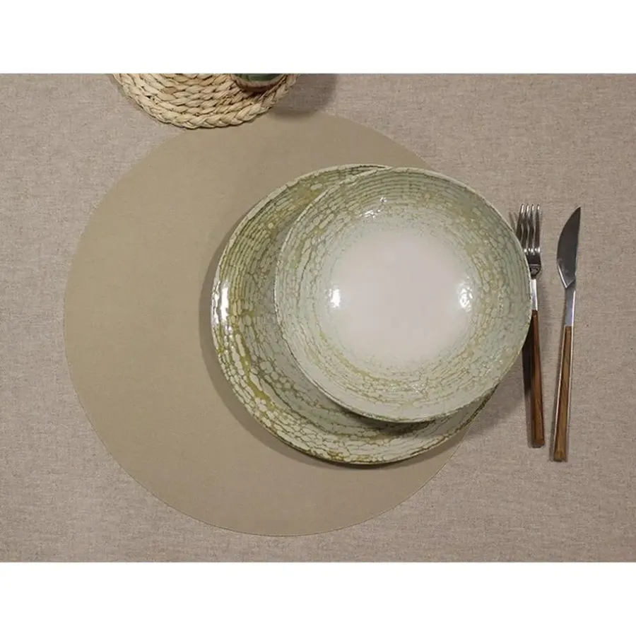 Wicotex Placemats Uni - taupe - rond 38 cm - Teflon coating