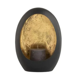 Leen Bakker Windlicht Brygge - Zwart/Goud - 26x19x10 cm
