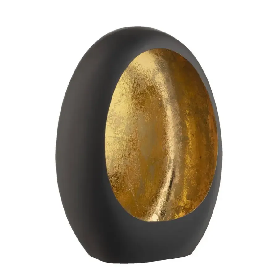 Leen Bakker Windlicht Brygge - Zwart/Goud - 26x19x10 cm
