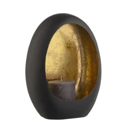 Leen Bakker Windlicht Brygge - Zwart/Goud - 26x19x10 cm
