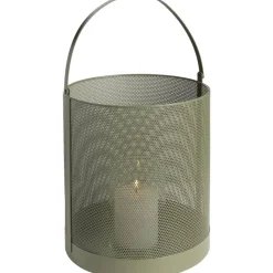 Kandelaars En Windlichten-Leen Bakker Windlicht Malaga - groen - 20xØ20 cm