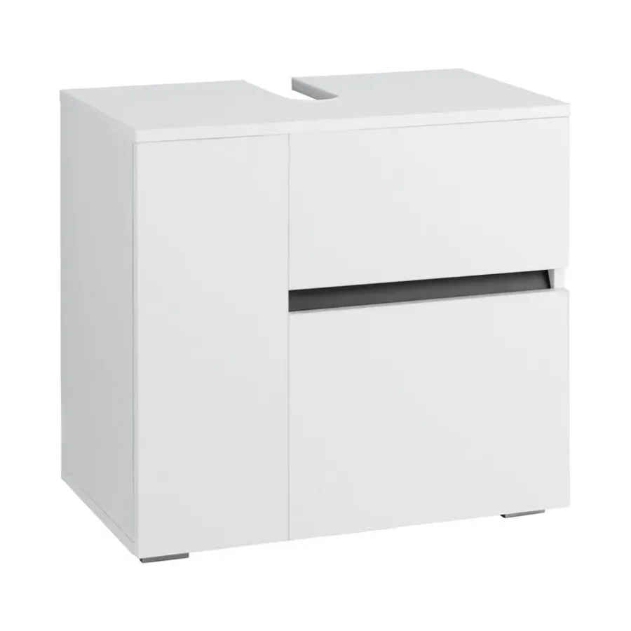 Wastafelkasten-Loft24 Wisla - Badmeubel 60 cm 1-lade, 1 klep, 1 deur wit spaanplaat