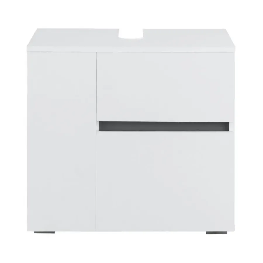 Wastafelkasten-Loft24 Wisla - Badmeubel 60 cm 1-lade, 1 klep, 1 deur wit spaanplaat