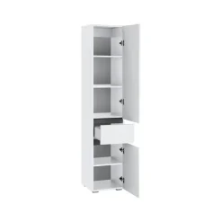Hoge Kasten-Loft24 Wisla - Hoge kast met 1 lade en 2 deuren in witte spaanplaat