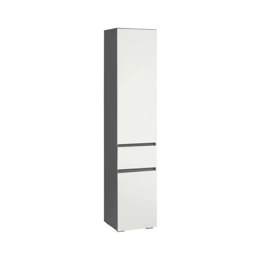 Hoge Kasten-Loft24 Wisla - Kast met 1 lade en 2 deuren in wit / antraciet spaanplaat