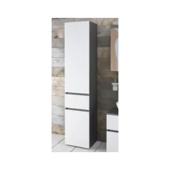 Hoge Kasten-Loft24 Wisla - Kast met 1 lade en 2 deuren in wit / antraciet spaanplaat