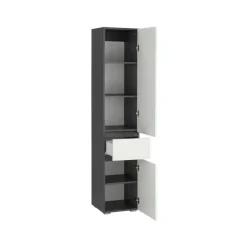 Hoge Kasten-Loft24 Wisla - Kast met 1 lade en 2 deuren in wit / antraciet spaanplaat